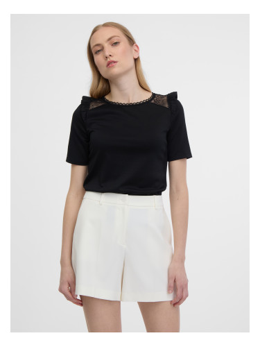 Orsay Women's Black T-Shirt with Cut Back - Women's