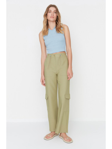 Trendyol Khaki карго панталони с тъкани въжета детайл