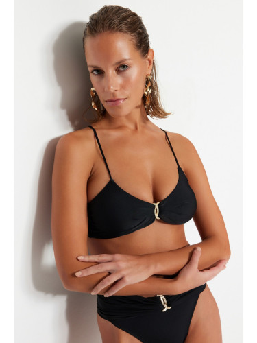 Trendyol X Moeva Black Bikini Top With Accessory Detail
