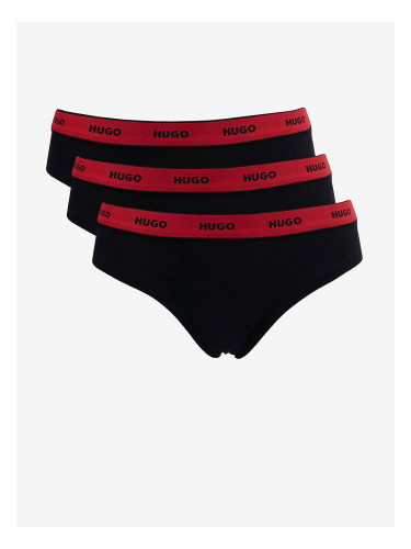 3PACK women's panties Hugo Boss black