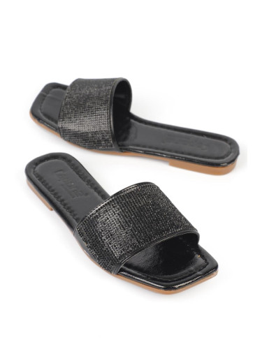 Capone Outfitters Single Strap with Stones, Flat Heel Women's Slippers