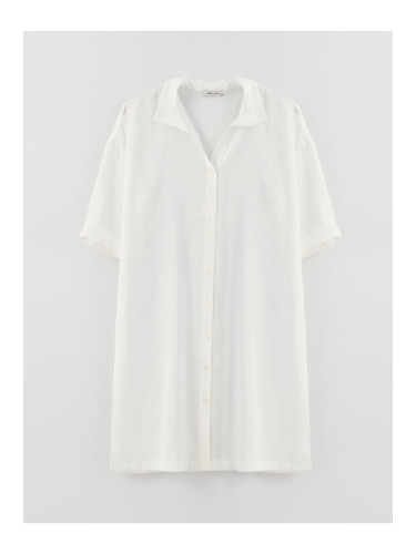 LC Waikiki Women's Shirt Collar Straight Short Sleeve Oversize Tunic
