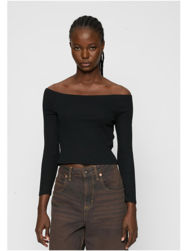 Women's Shoulderless Long Sleeve Black