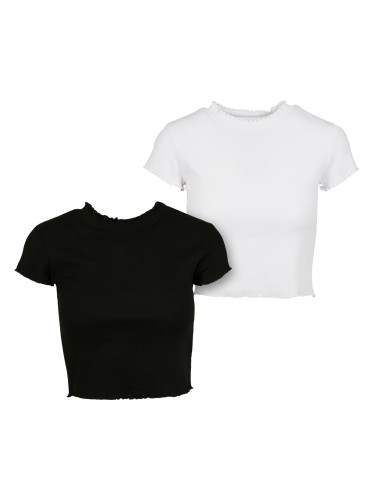 Women's T-shirt Cropped Rib 2-Pack black/white