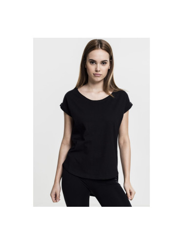 Women's long back T-shirt in the shape of Slub in black color