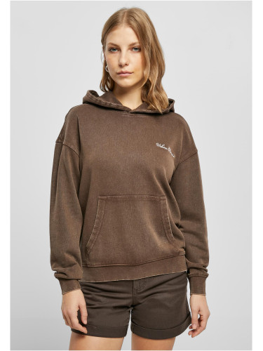 Women's small embroidery Terry Hoody brown