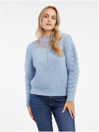 Orsay Light Blue Women's Sweater with Lace - Women's