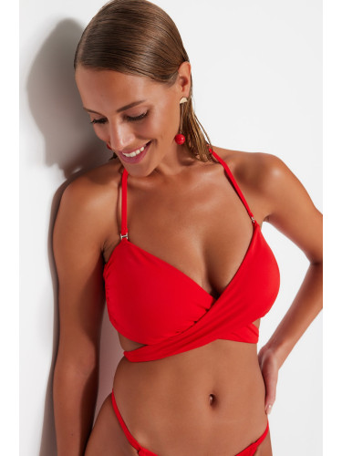 Trendyol Red Bralette вратовръзка бикини отгоре