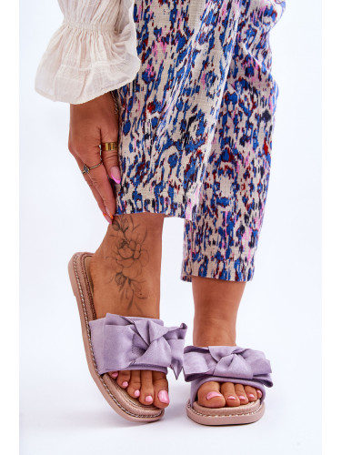 Boto Велурени дамски чехли с панделка Виолетов Кехлибар