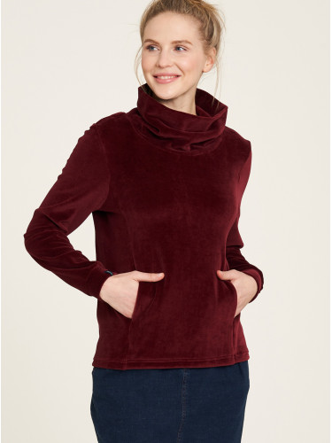 Burgundy Velvet Sweatshirt with Tranquillo Collar - Women