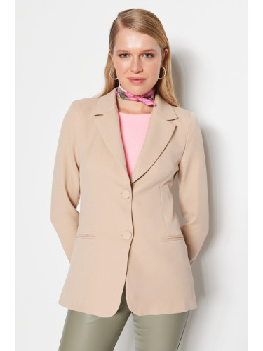 Trendyol Beige Woven Lined Back Detail Blazer Jacket