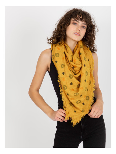 Women's scarf with print - yellow