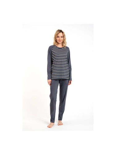 Women's pyjamas Oda long sleeves, long legs - graphite/graphite print