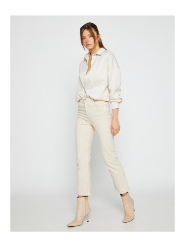 Koton Испанци Crop крак кадифе панталони тънък годни