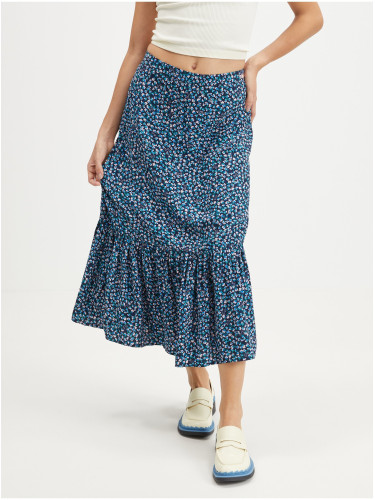 Navy blue women's floral midi skirt Tommy Jeans