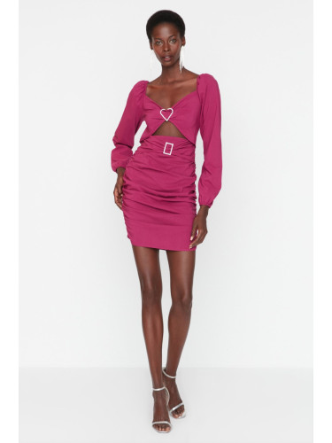 Trendyol Fuchsia камък аксесоар ключалката драпирани елегантна вечерна рокля
