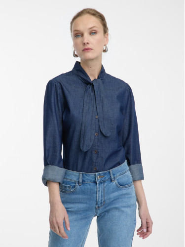 Orsay Navy Blue Women's Denim Shirt with Decorative Detail - Women's