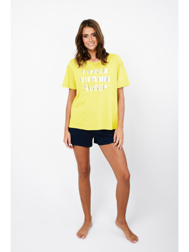 Sidari Women's Short Sleeves, Shorts - Yellow/Navy Blue