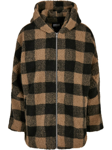 Women's Sherpa Oversized Hooded Jacket, Softtaupe/Black