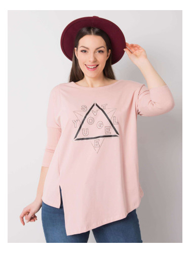 Dusty pink asymmetrical blouse of larger size