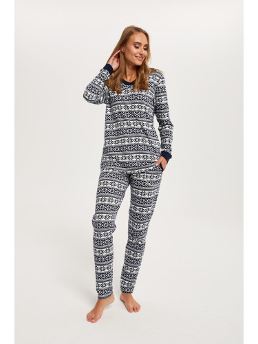 Women's pyjamas Alaska long sleeves, long trousers - navy blue print