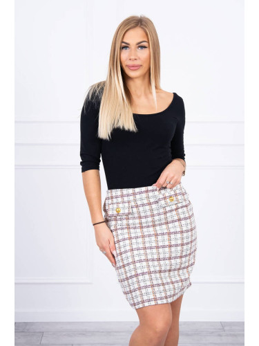 Plaid skirt beige+orange