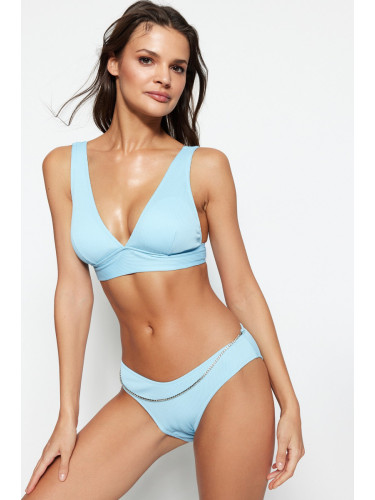 Trendyol сини мъниста аксесоар текстурирани бикини дъна с редовни крака