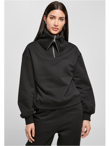 Women's Oversized High Neck Troyer Crew Black