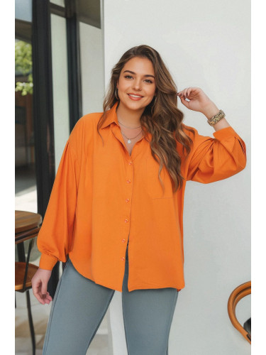Trendyol Curve Orange Boyfriend Woven Shirt