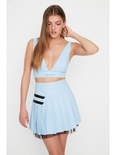 Trendyol X Sagaza Studio Light Blue Skirt With Tulle Detail