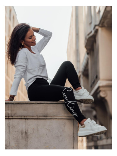 Black cotton leggings with inscription