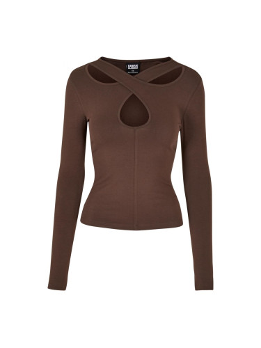 Women's Crossed Cut Out Longsleeve brown