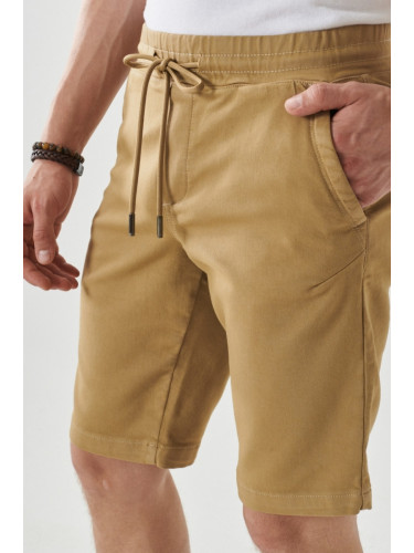 ALTINYILDIZ CLASSICS Men's Beige Slim Fit Slim Fit Normal Waist Side Pocket Flexible Casual Shorts