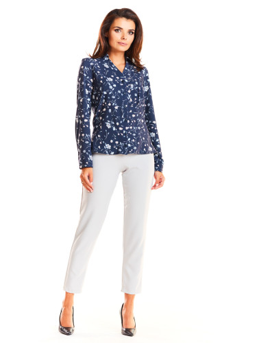 Infinite You Woman's Blouse M176 Navy Blue Flowers