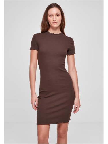 Women's dress with brown ribbing