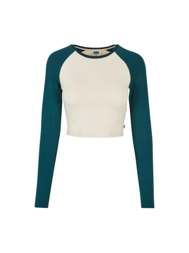 Women's Organic Cropped Retro Baseball Long Sleeves with White Sand/Jasper