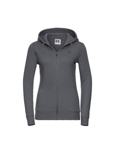 Dark grey women's hoodie with Authentic Russell zipper