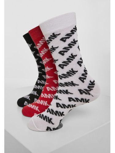 AMK Allover Socks 3-Pack Black/Red/White