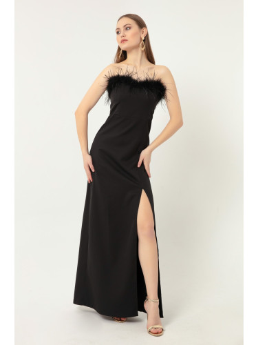 Lafaba Дамска черна вечерна рокля & Абитуриентска рокля с Otrish детайл