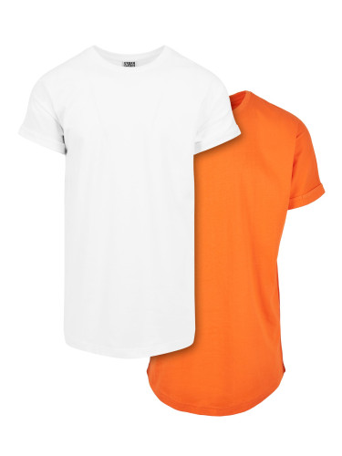 Pre-Pack Long Shaped Turnup Tee 2-Pack white+mandarin