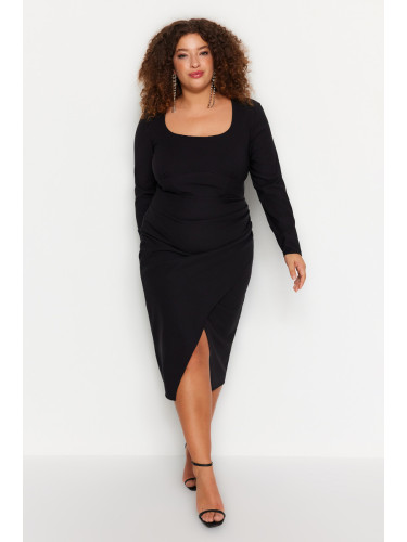 Trendyol Curve Черна вталена Midi рокля