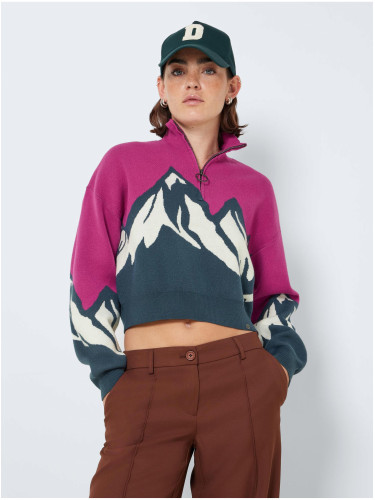 Blue and pink patterned sweater Noisy May Peaks - Women