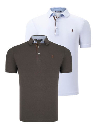 DUAL SET T8582 DEWBERRY MENS T-SHIRT-WHITE-KHAKI