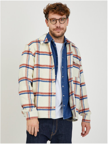 Cream Men's Plaid Shirt Blend - Men