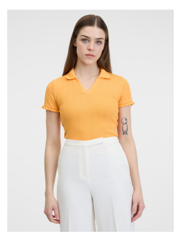 Orsay Yellow Women's Ribbed Polo T-Shirt - Women's