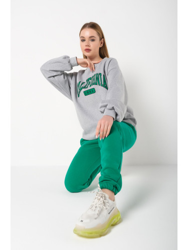 Know Women's Gray Green California 1991 Printed Oversized Bottoms and Tracksuits Set