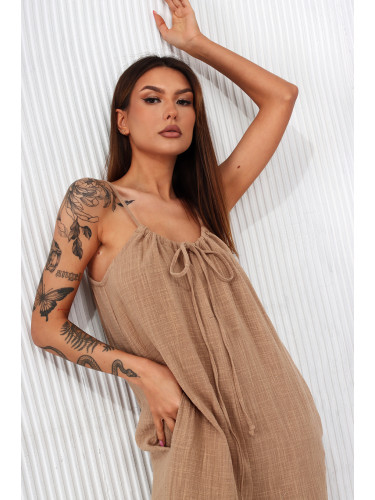 Miss city official camel muslin overall with straps