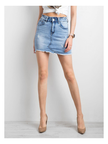 Women's blue denim mini skirt