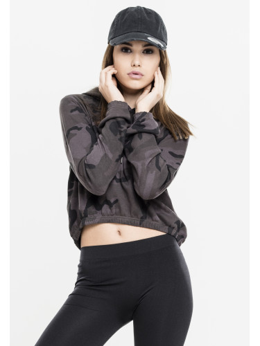 Ladies Camo Cropped Hoody Dark Camo