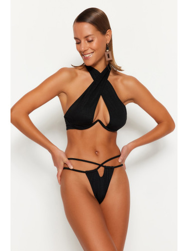Trendyol черен тунел висок крак бикини дъна